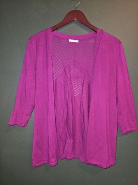 Mauricws Open-Front Magenta Women's  Cardigan
